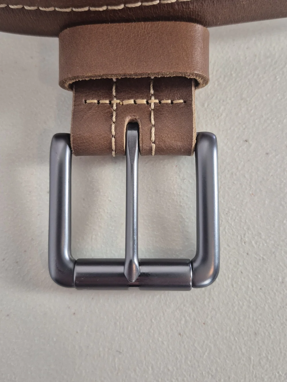 Fossil Men's Brown Leather Belt w/ Double-Row Contrast Stitching - Size 38